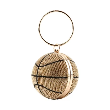 

Rhinestone Basketball Evening Bag Women Luxurious Wedding Clutch Party Purse Handbag Female Elegant Chain Shoulder Dinner Bag