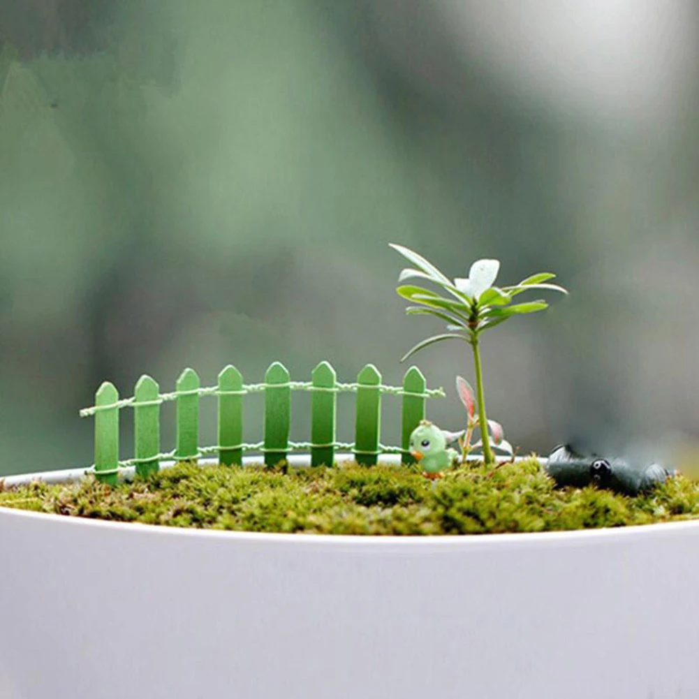 

1PC 3*10cm Miniature Small Wood Fencing DIY Fairy Garden Micro Dollhouse Gates Decor Ornament White/Coffee 10 Colors