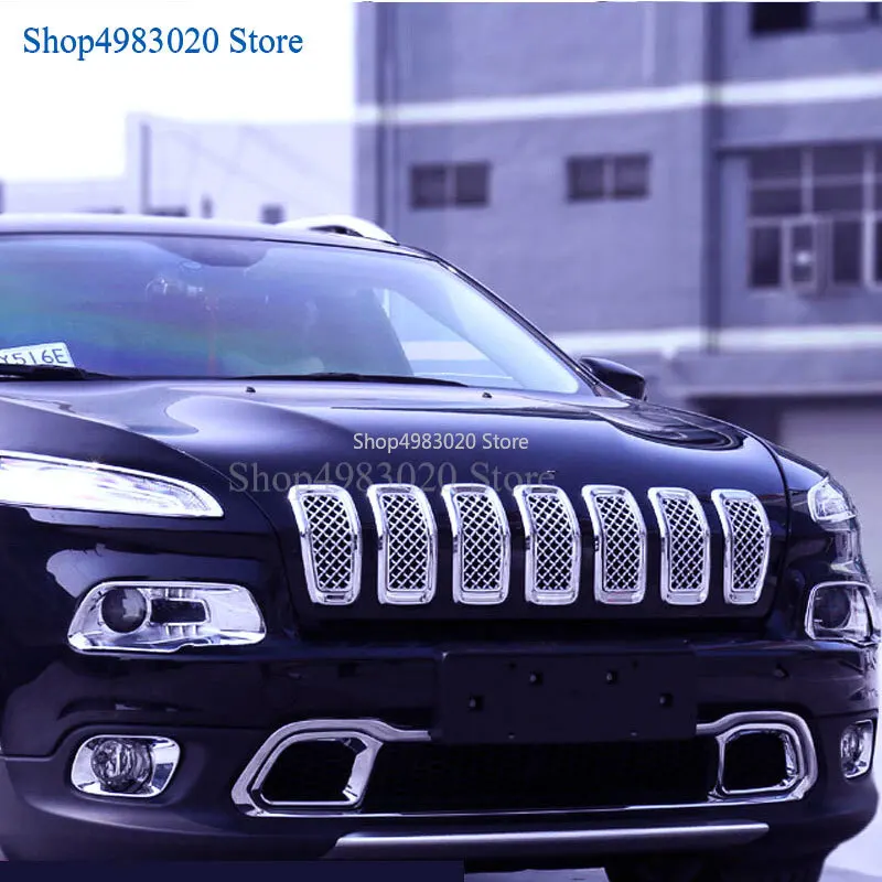 Для Jeep Cherokee 2014 2015 2016 2017 2018 ABS Хром передний центрол гриль бампер крышка гоночная
