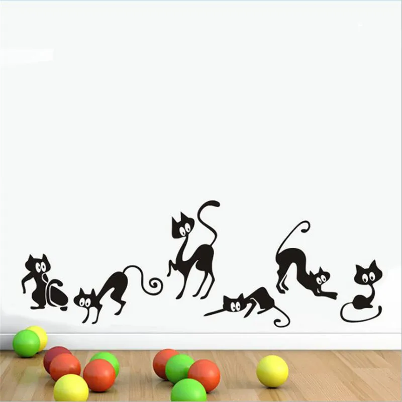 1 шт. 25*42 см настенные наклейки с мультяшным котом домашний декор кошками для