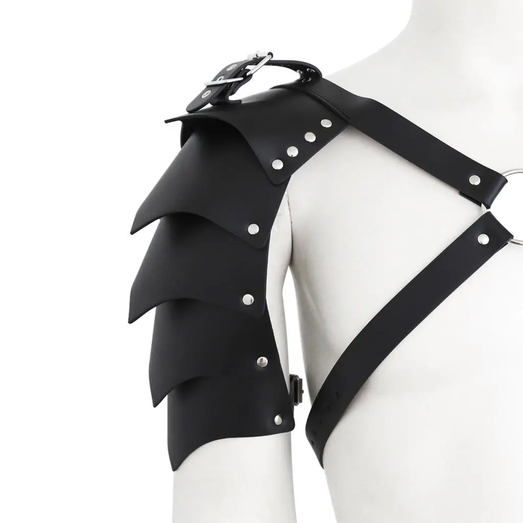 Men's Knight Leather Body Chest Harness Shoulder Armour Costume Role Play Cosplay Nightclub Lingerie Night
