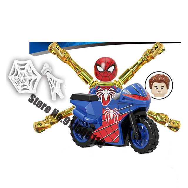 Superhero Spiderman Suit Building Blocks Bricks Mysterio Peter Parker Miles Morales Action Figures Kids Toys Christmas Gifts I-KF1520