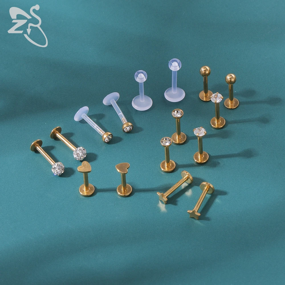 1 Set 16G Surgical Steel Lip Piercings Crystal Ear Cartilage Tragus Conch Daith Piercing Hoop Nose Ring Jewelry for Women Men