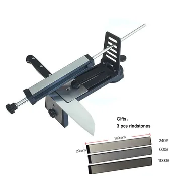 

2020 New Iron Steel Kitchen Sharpener Professional Kitchen Knife Sharpener Sharpening Tools Fix-angle With 3 Stones Whetstone