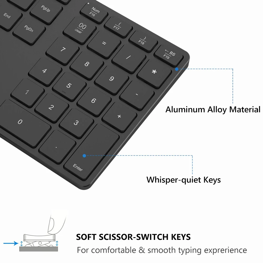 AVATTO алюминиевый сплав 35 клавиш Bluetooth беспроводная цифровая клавиатура для Windows IOS