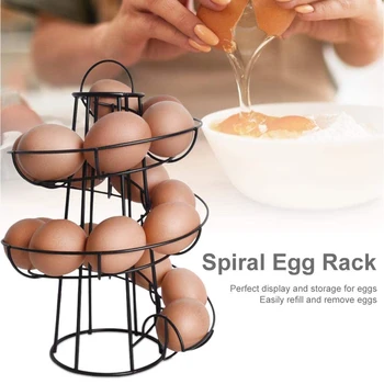 

Kitchen Organizer Egg Skelter Deluxe Spiraling Dispenser Rack Basket Storage Space Up to 24 Kitchen Storage organizador