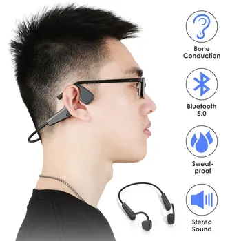 

V11 Bone Conduction Headphone Bluetooth 5.0 Sports Headset with Microphone Handsfree Calling Open Ear Waterproof Earphones