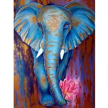 

GATYZTORY 60x75cm Frame Diy Painting By Numbers Canvas Drawing Blue Elephant Animal Handpainted Gift Artwork Wall Decor