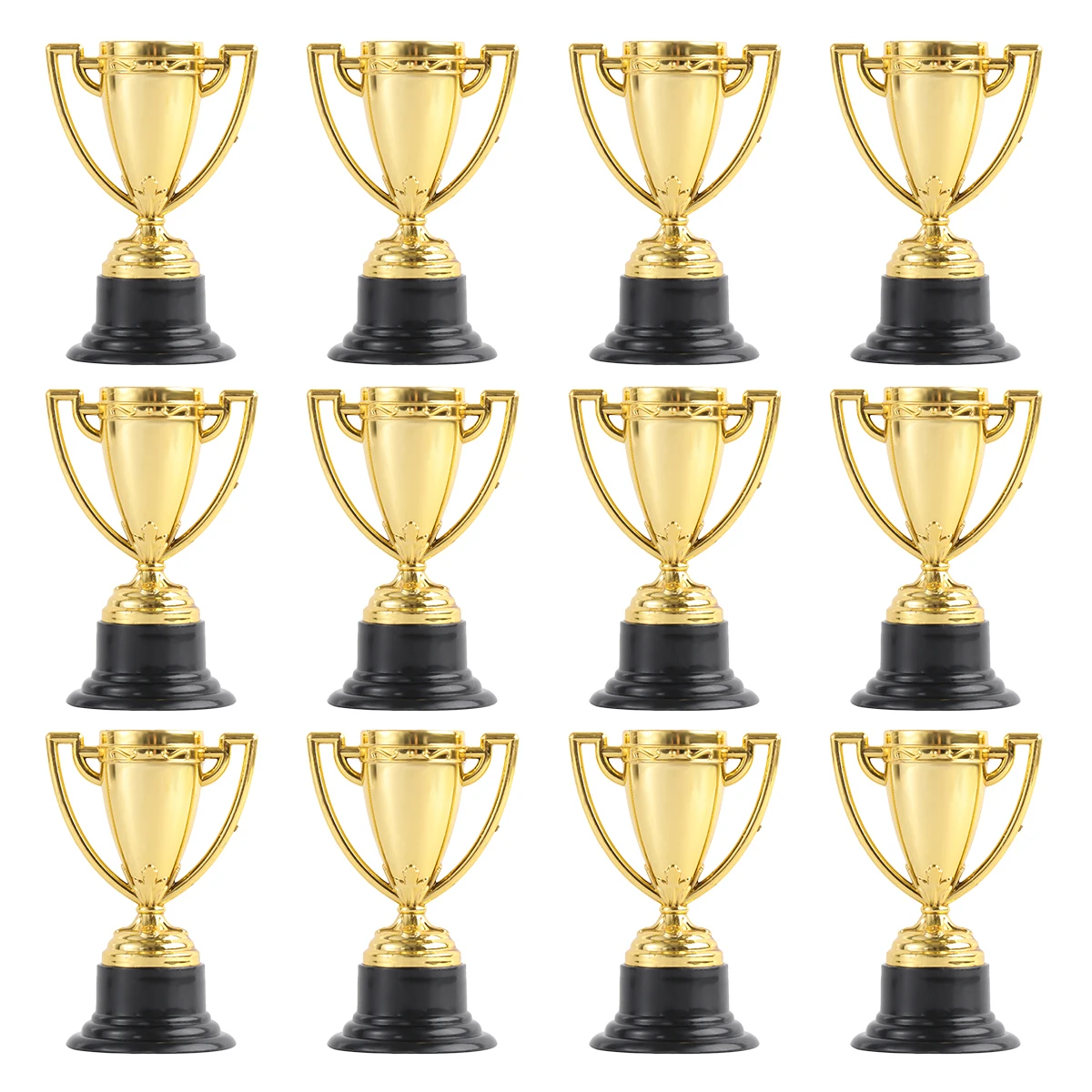 10/12/24pcs Golden Mini Award Trophy Prizes Decor Plastic Reward Prizes Kindergarten Kids Gift Awards Trophy with Black Base