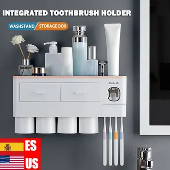 

Magnetic Adsorption Inverted Toothbrush Holder Automatic Toothpaste Squeezer Dispenser Storage Rack Bathroom Accessories