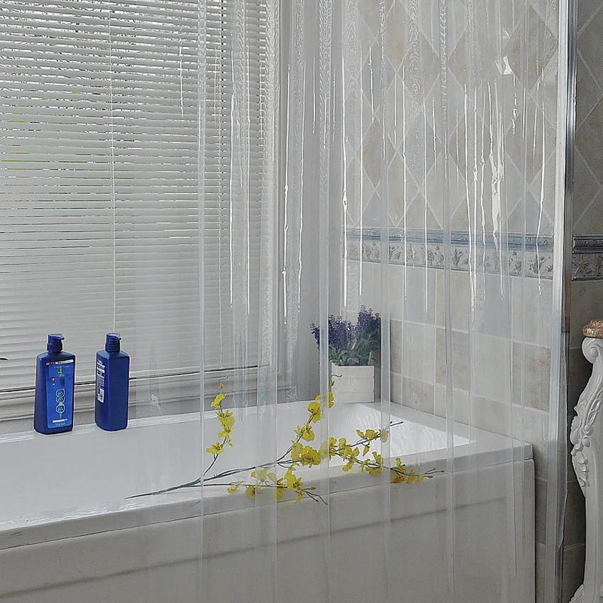 Transparent Shower Curtain Waterproof Clear White PEVA Bath Curtains Liner for Bathroom Mildew Home Hotel with Free Hooks shower curtains