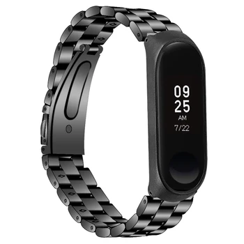 

SOONHUA Replacement Stainless Steel Watch Band Strap Adjustable Waterproof Smart Watch Metal Case Straps For Xiaomi Mi Band 3/4
