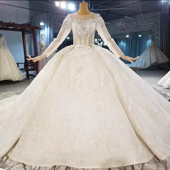 شراءفستان زفاف من Vestido De Noiva مثير بدون ظهر من الدانتيل 2020 فاخر مزين بالخرز ذيل محكمة فستان زفاف الأميرة