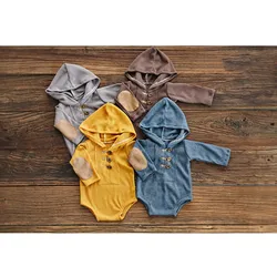 Accessoires de photographie pour nouveau nés, tenue pour garçon, vêtements tricotés extensibles faits à la main, Costume Photo pour bébé, barboteuse à capuche, accessoires 