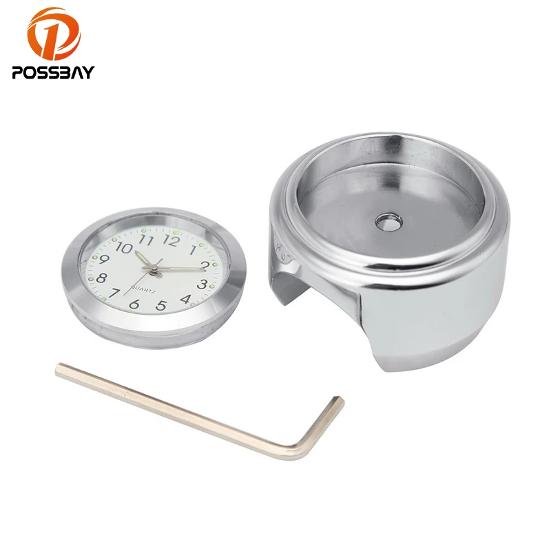 Posbay 7/8 &quot1&quot универсальные мотоциклетные часы с циферблатом на руль белые