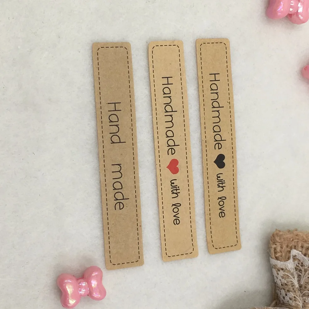 

5000PCS 7.5*1.3cm Handmade Sticker Stickers Kraft Label Sticker DIY Hand Made For Gift Cake Baking Sealing Stationery Stick