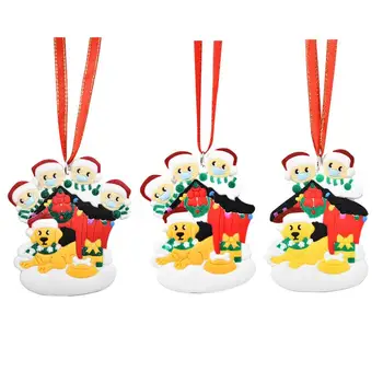 

2020 Quarantine Christmas Decoration Personalized Survived Family Of 3 With Dog Pendant New Year Home Ornament Party Gift