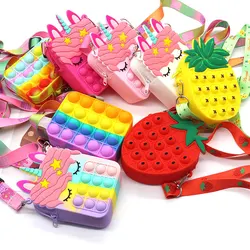 Porte monnaie en silice pour femmes, sac à bandoulière à fossettes Simple pour filles 