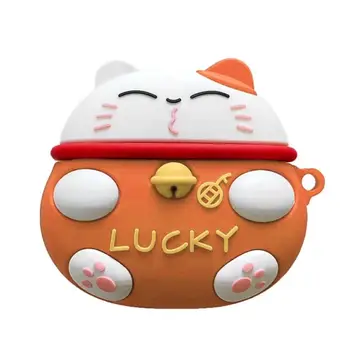 

Cute Lucky Cat Earphone Case Silicone Protective Cover for Airpods Pro3 Headset