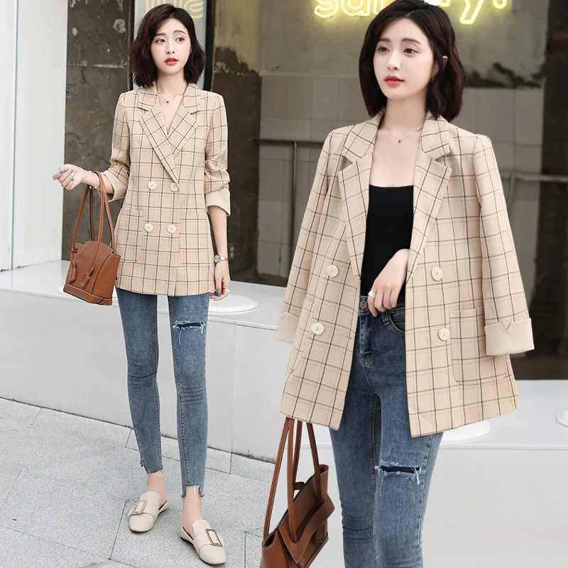 

2019 Autumn Cool Literature And Art Versatile Elegant Simple Fashion Nobility Double Breasted Small Suit