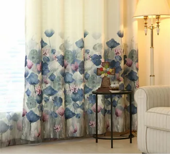 

Europe Type High-grade Shading Curtain Window Screen Lotus Moonlight Window Screening Curtains for Living Dining Room Bedroom