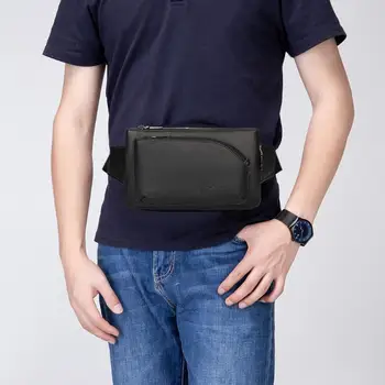 

Men Fanny Waist Bag Fashion Genuine Leather Multi-layer Zipper Chest Phone Cowhide Leather Solid Retro Casual Crossbody Bags