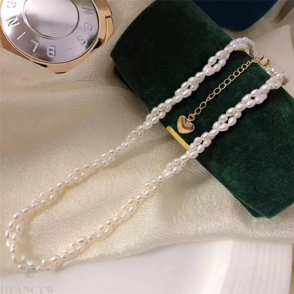 

Natural White rice pearl Necklace 18 inch clasp Fashion Party Accessories Dangle Classic Cultured