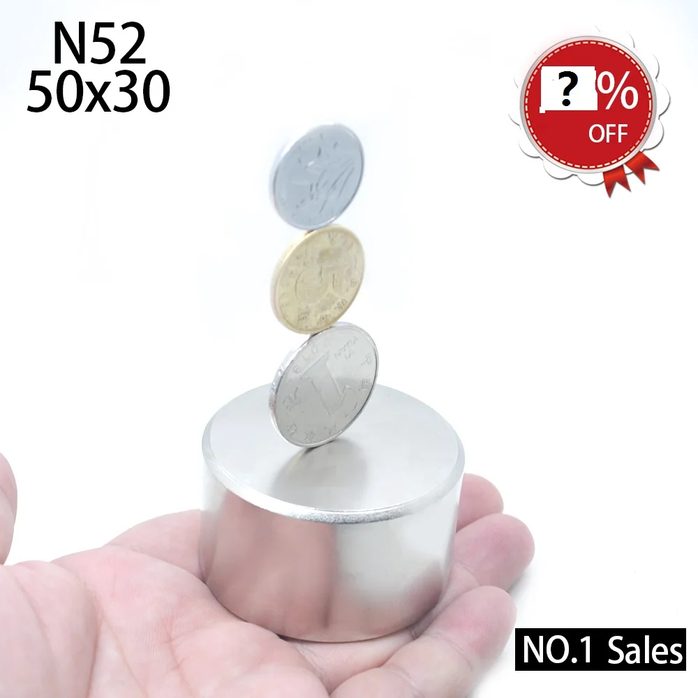 1pc N52 50x30 Mm Powerful Round Neodymium Strong