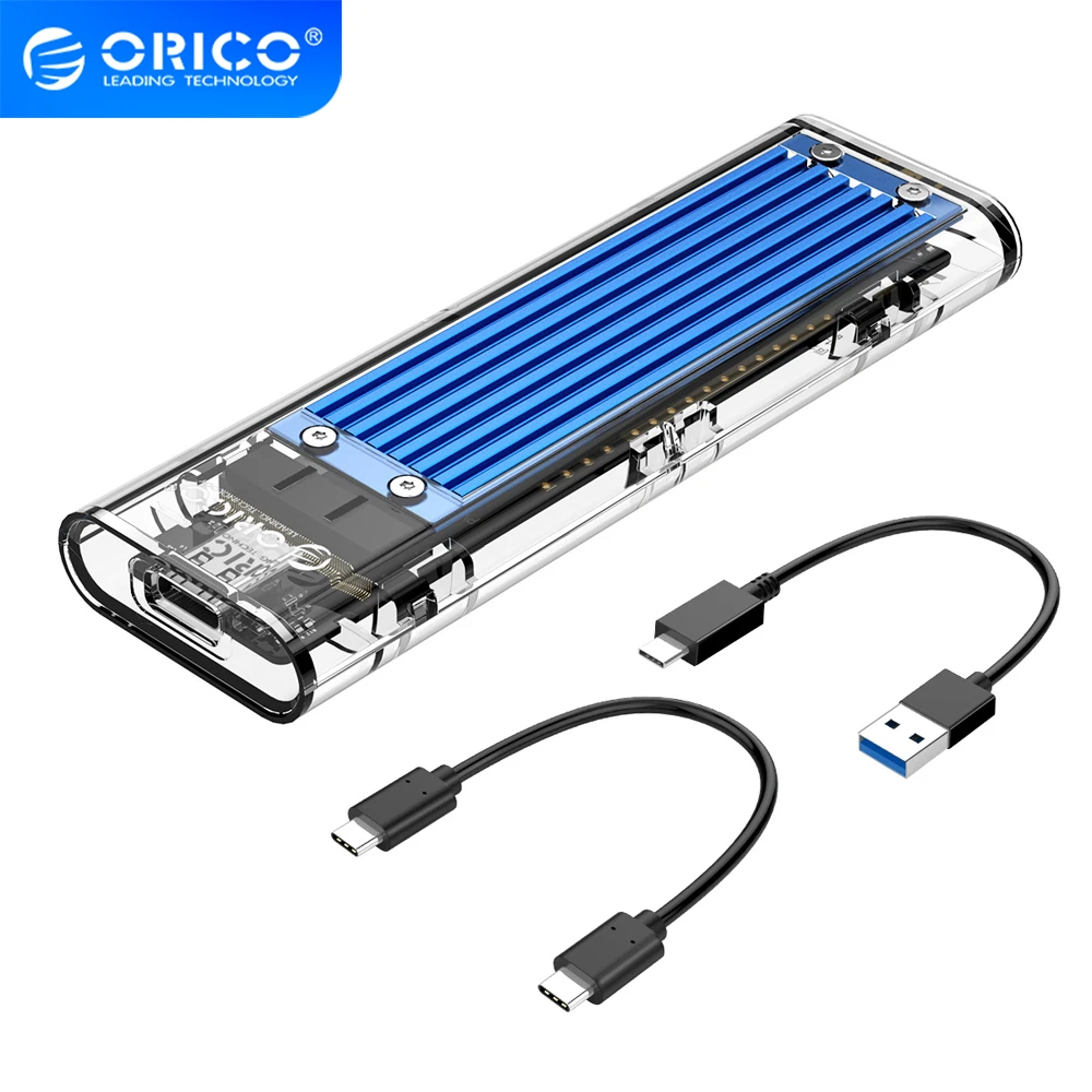 ORICO M2 NVMe Case Transparent Hard Drive Enclosure for NVME PCIE NGFF SATA M/B Key SSD Disk portable hdd case