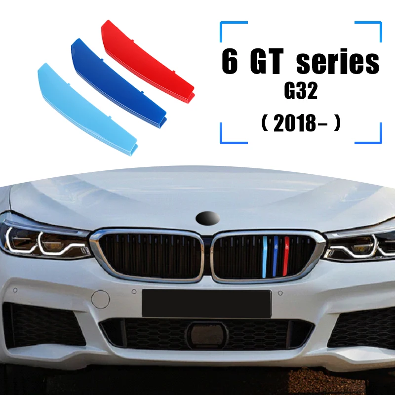 

Dropship 3pcs Car 3D M Styling Front Grille Trim Bumper Cover Strip Strips Stickers Cover for BMW 6 Series GT G32 2018