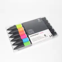 Winsor& Newton Promarkers неоновые художественные Маркеры 6 цветов хайлайтер флуоресцентные цвета