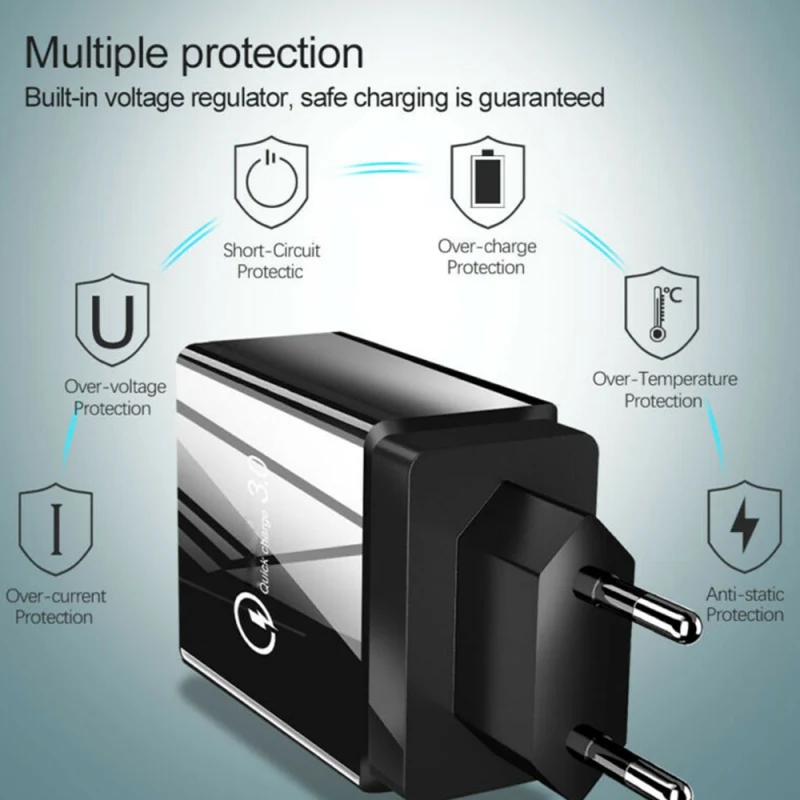 Распродажа, практичный 4-USB концентратор, настенное зарядное устройство, адаптер питания с вилкой US/EU/UK, портативный QC 3,0, быстрый зарядный адаптер питания