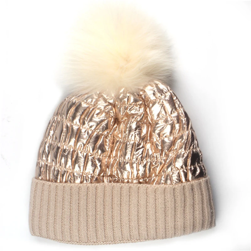 Xthree, зимние шерстяные вязаные шапочки, Снежная светоотражающая ткань, натуральный мех норки, помпоны, шапка Skullies для женщин, девочек, шапка feminino