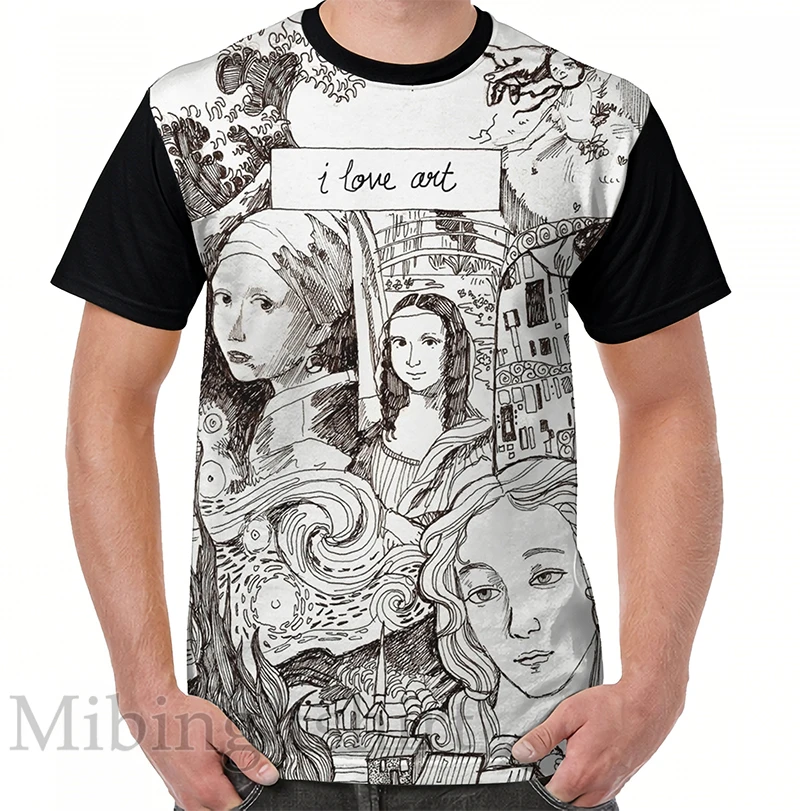 Camiseta con estampado divertido para y mujeres, camisetas de pinturas famosas, camisetas gráficas de arte la historia del arte I love, camisetas de manga corta con cuello redondo|Camisetas| - AliExpress