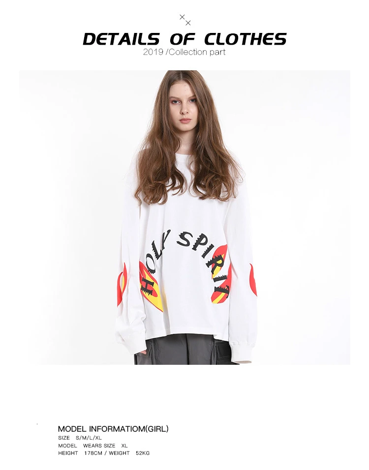 H. A. Sueno High Street Fire Print мужские футболки с длинными рукавами с круглым вырезом хлопковые белые футболки для мужчин Прямая /7