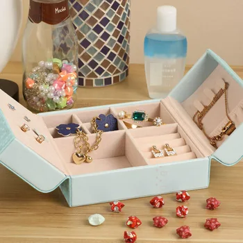 

2020 Universal Jewelry Organizer Display Travel Jewelry Case Boxes Portable Jewelry Box Button Leather Storage Zipper Jewelers