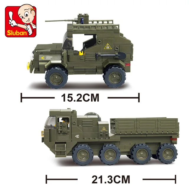 

Sluban B0307 Army armored vehicles Jeep Motorcycles 3D Construction Plastic Model Building Blocks Bricks