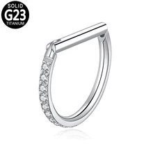 

G23 Titanium Septum Ring Nose Piercing D Shape Zircon Tragus Piercing Jewelry for Women Ear cartilage Helix Nose Earring