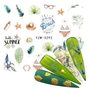 

LCJ 2020 New Nail Polish Sticker Water Decals Summer Beach Starry Sky Floral Slider Nail Art Decor Wraps Manicure
