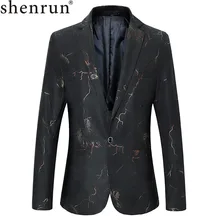 Shenrun мужские повседневные куртки темно-синие Черные Модные обтягивающие блейзеры костюм жениха куртка хост для певицы для сцены платье деловые Вечерние