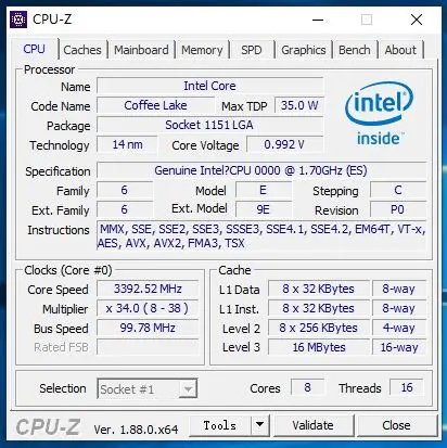 Процессор Intel Core i9-9900T es i9 9900T es QQC0 1,7 GHz Восьмиядерный шестнадцп L2 = 2M L3 = 16M 35W LGA 1151
