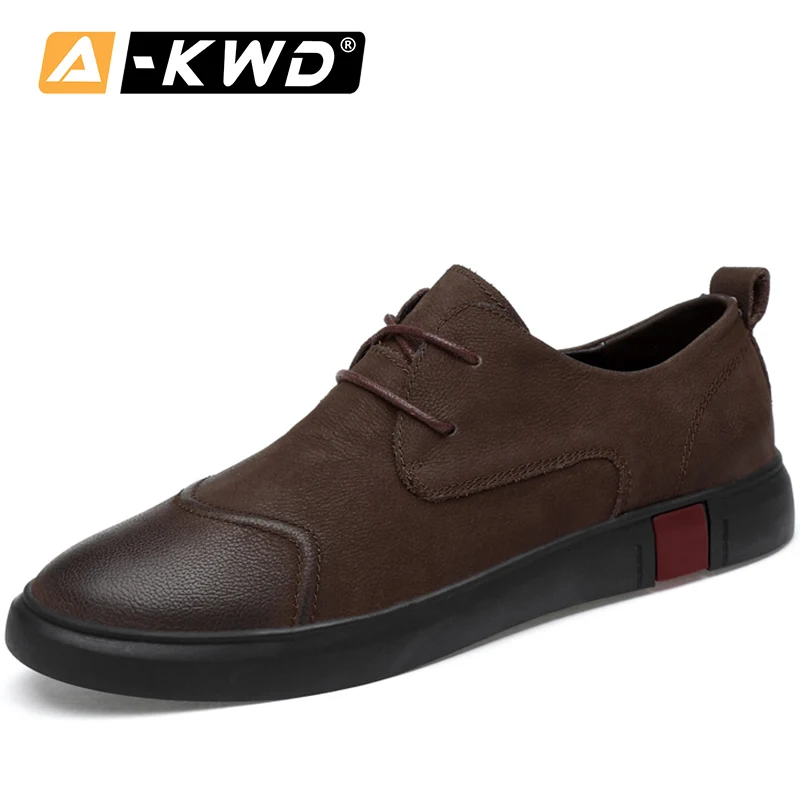 Brown Lace-up Мужская обувь без шнуровки; повседневная кожаная обувь; Mocasin Hombre; простая кожаная обувь; обувь на шнуровке; обувь для мужчин; Роскошные Мокасины мужские кожаные - Цвет: Brown Lace-up