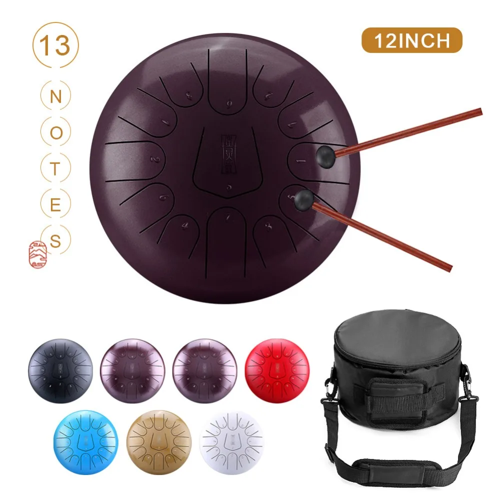 12 дюймов Сталь язык барабан Handpan ручной Барабаны крупных 13 Notes Tankdrum с сумкой в комплекте