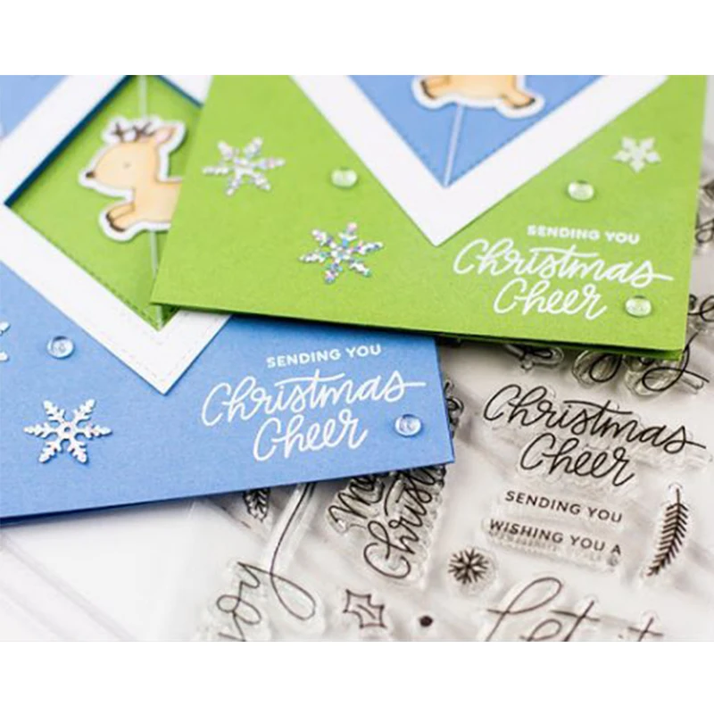 

Blessed Phrases Clear Stamps Christmas Cheer Warm Winter Greetings For DIY Card Making Kid Clear Transparent Silicone Stamp 2019
