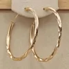 Huitan Classic Simple Hoop Earring for Women Gold Color Geometric Pattern Suit Various Occasions Metal Versatile Female Jewelry ► Photo 3/3