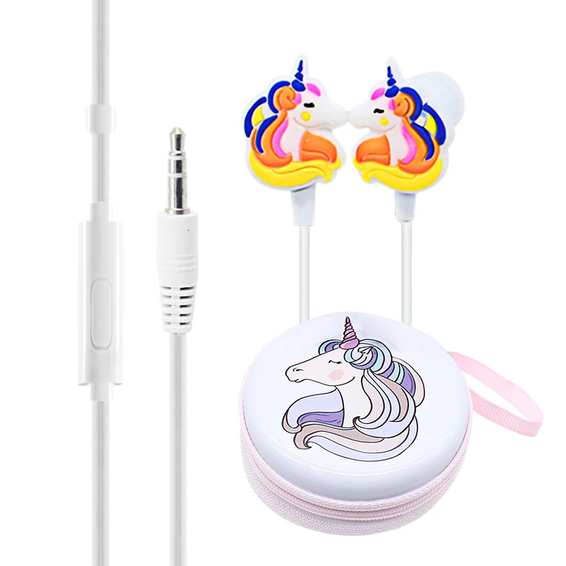 

2019 Cute Cartoon Unicorn Headphones Earphones Kids Girl Music Wired Headphone With Unicorn Gift Case For Mobile Phone PC Gifts
