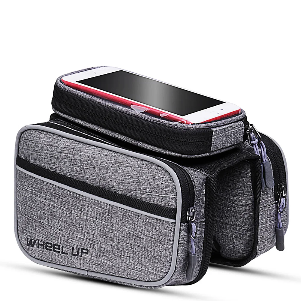 Bicycle Bag На открытом воздухе MTB Водонепроницаемая велосипедная Сумка велосипедная рамка Передняя головка трубка сенсорный экран Паньер двойной чехол Чехол для 6 дюймов телефона - Цвет: Bicycle Bag