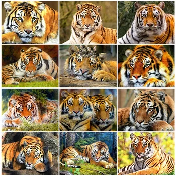 

HUACAN Full Square Diamond Painting Tiger 5D DIY Diamond Embroidery Cross Stitch Animal Decor Home Gift