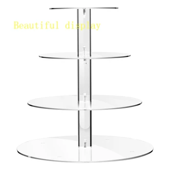 

4 Tier Round Acrylic Cupcake Display Stand,Wedding Party Dessert Stand Tree Tower -Clear Display Holder Tree
