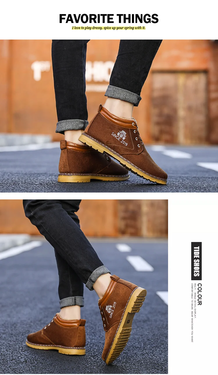 Г. Зимняя обувь мужская теплая удобная бархатная Мужская зимняя обувь высокого качества Bullock в британском стиле